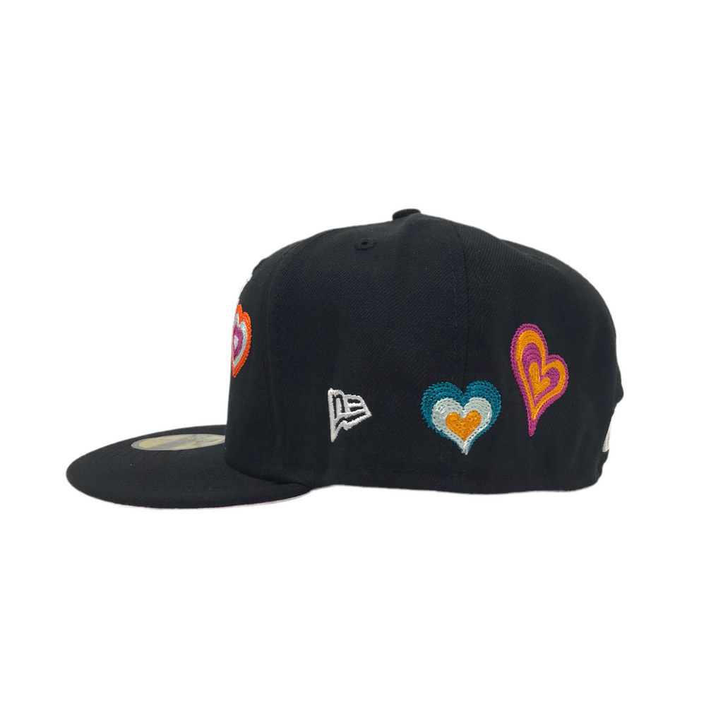 Florida Marlins CHAIN STITCH HEARTS Black Fitted Hat