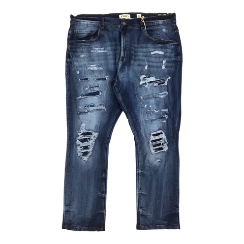 Big Men's FWRD Denim & Co. Gashed Biker Denim Jean