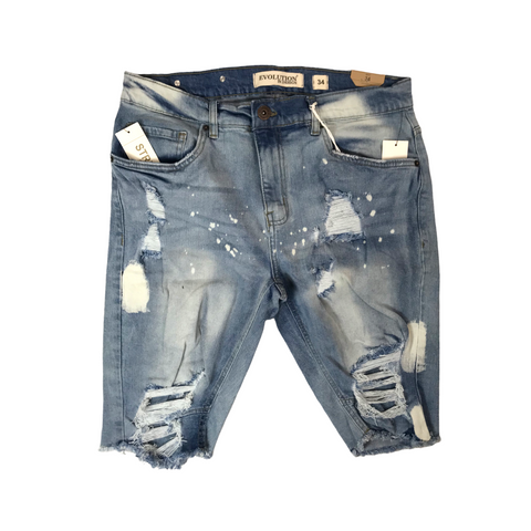 Men EVOLUTION Rip & Slash Denim Shorts