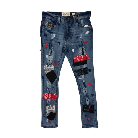 Kid's FWRD DENIM & CO. Bandit Patchwork Denim Jean