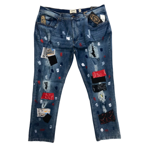 Big & Tall FWRD DENIM & CO. Bandit Patchwork Denim Jean